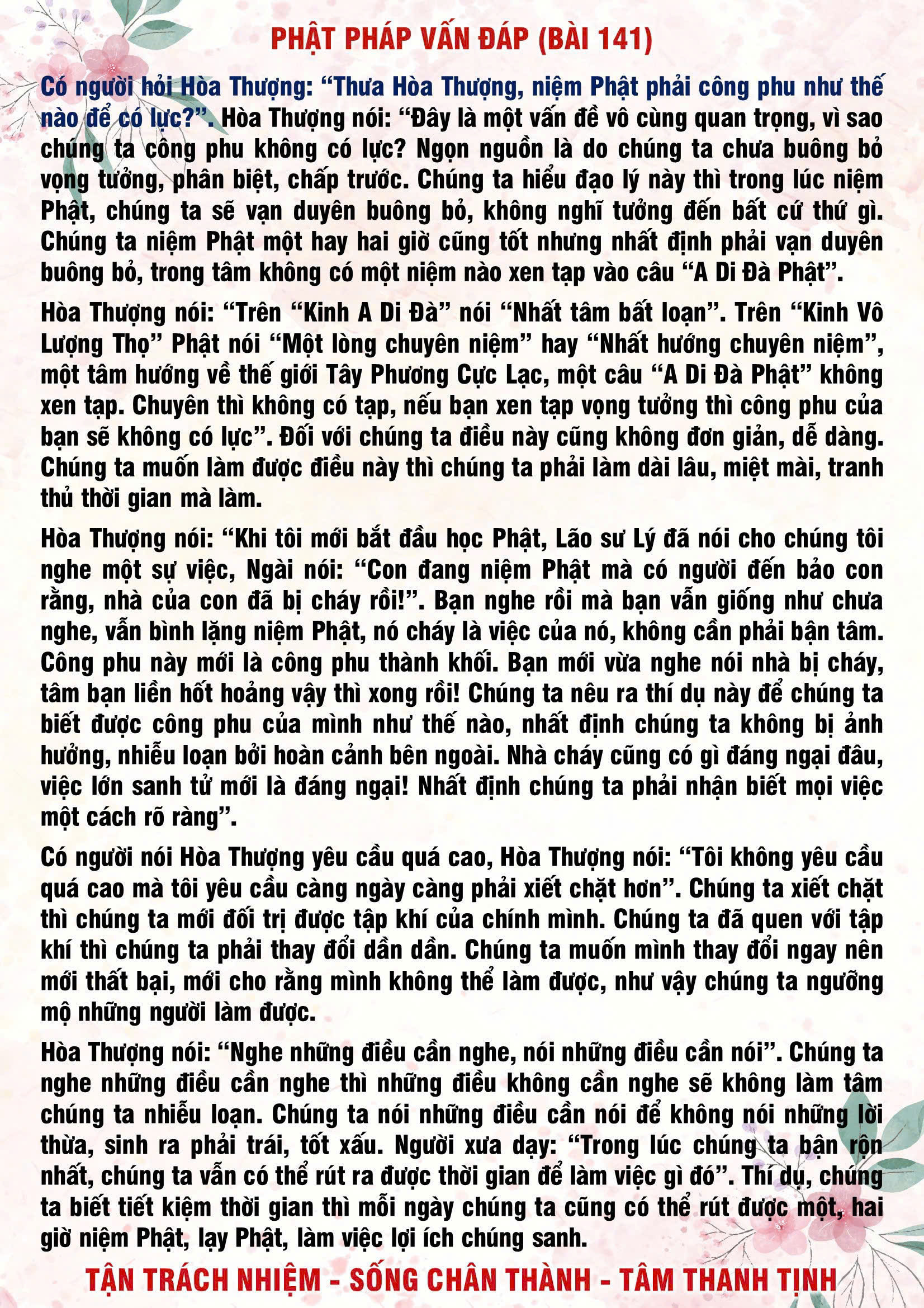 141 · Phật Pháp Vấn Đáp - 141